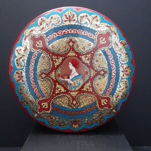 Vintage Colorful Art Deco , General Bakeries,Fruit Cake Tin With Mosaic Design.
